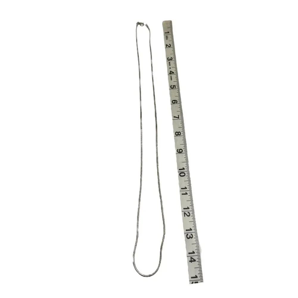 Vintage Silver-Tone Round Snake Chain Necklace 14.5" Long Spring Ring Clasp - Picture 4 of 6